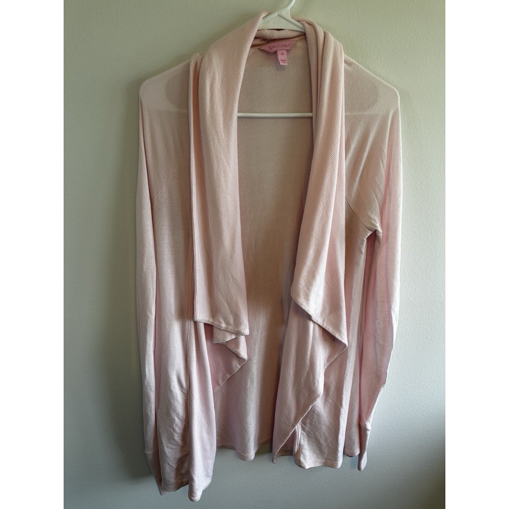 Lilly Pulitzer Pink Open Front Cardigan Soft Boucle Knit Xs Flaw